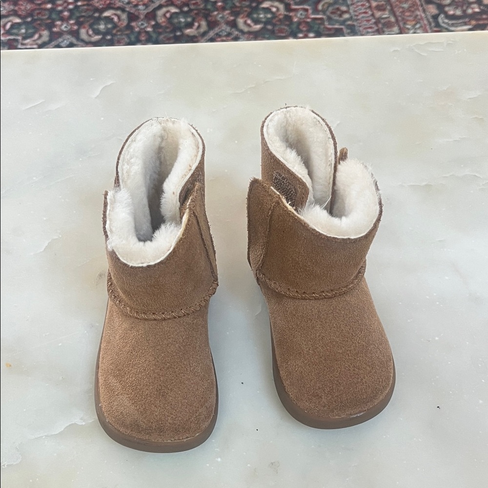 UGG Cozy Tan Baby Boots with Soft Fur Lining
